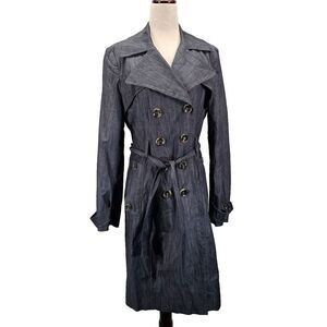 Calvin Klein Double-Breasted Trench Coat Women's S Lined - Sleek Modern Perfect!